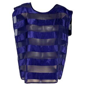 Bee Stitched Purple Striped Sheer Satin Sleeveless Shirt Top Womens Size L Large